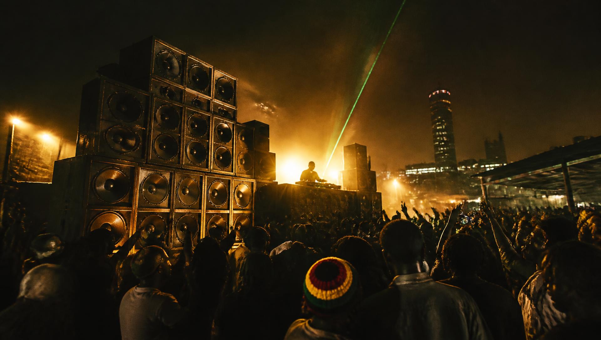 Lion Paw sound system stack lighting up a night dance in Johannesburg